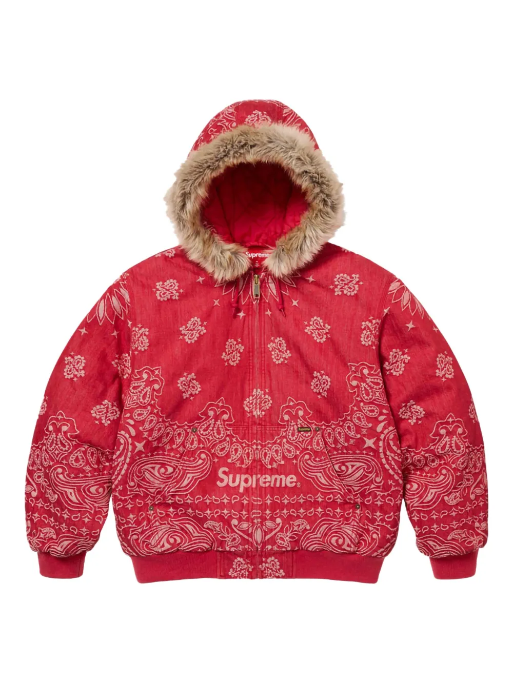 

Джинсовая куртка с жаккардовым узором Supreme, красный