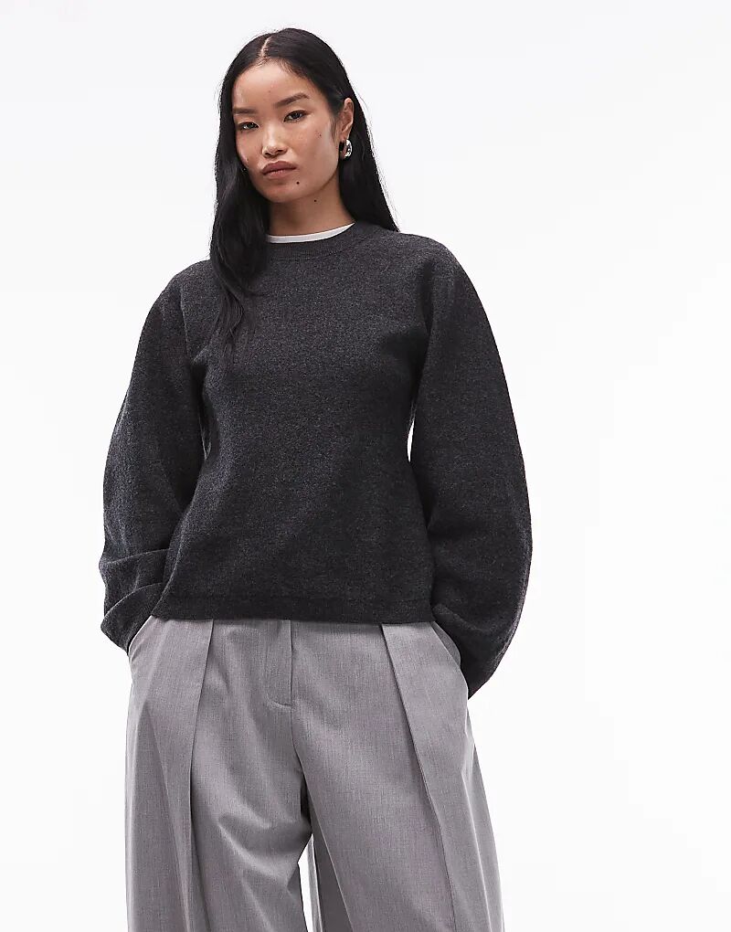 

Джемпер ARKET из чистой шерсти с присборенной талией, темно-серый цвет