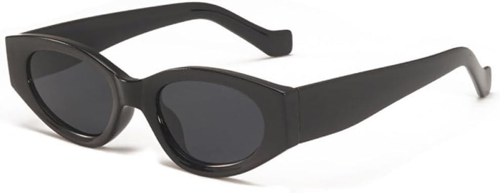 

Винтажные маленькие солнцезащитные очки «кошачий глаз» для женщин и мужчин, модные, в стиле панк, зеленые, овальные, с защитой от УФ-излучения UV400 WNCKSQ, Black-black