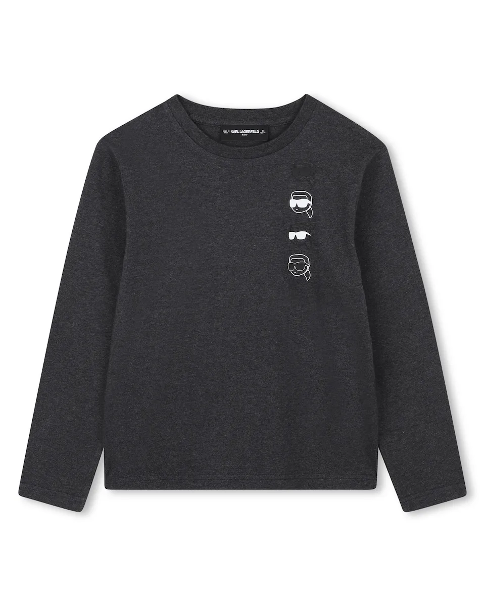 

Детская футболка серого цвета из хлопка Karl Lagerfeld Kids