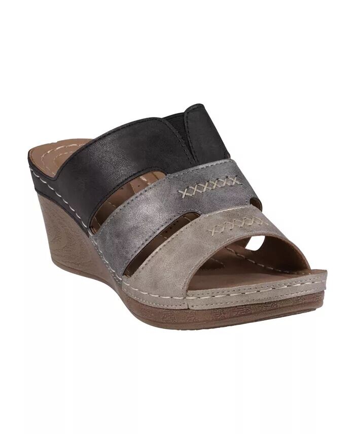

Женские босоножки на танкетке Delores с тройным ремешком GC Shoes, мультиколор