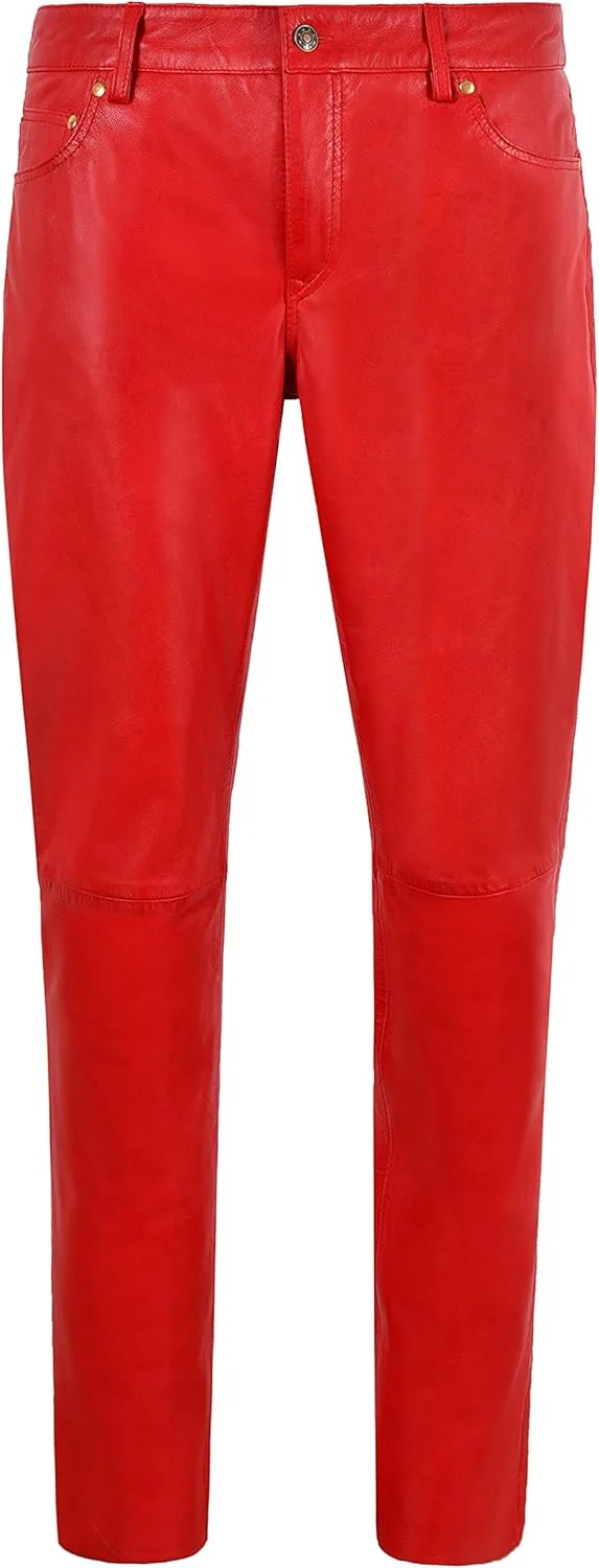 

Женские кожаные брюки красные джинсы casual style Smart Range Leather