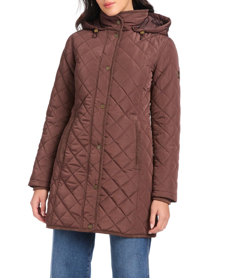 

Женское длинное мини-пальто из стеганого материала Vince Camuto, French roast