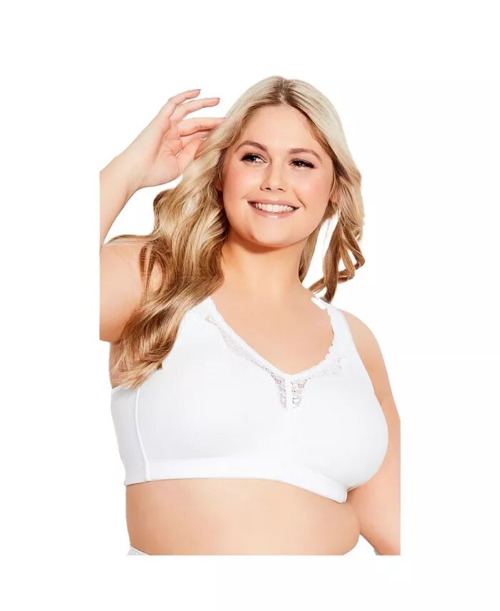 

Женский бюстгальтер Plus Size Comfort Cotton Free Bra с кружевом без косточек AVENUE, белый