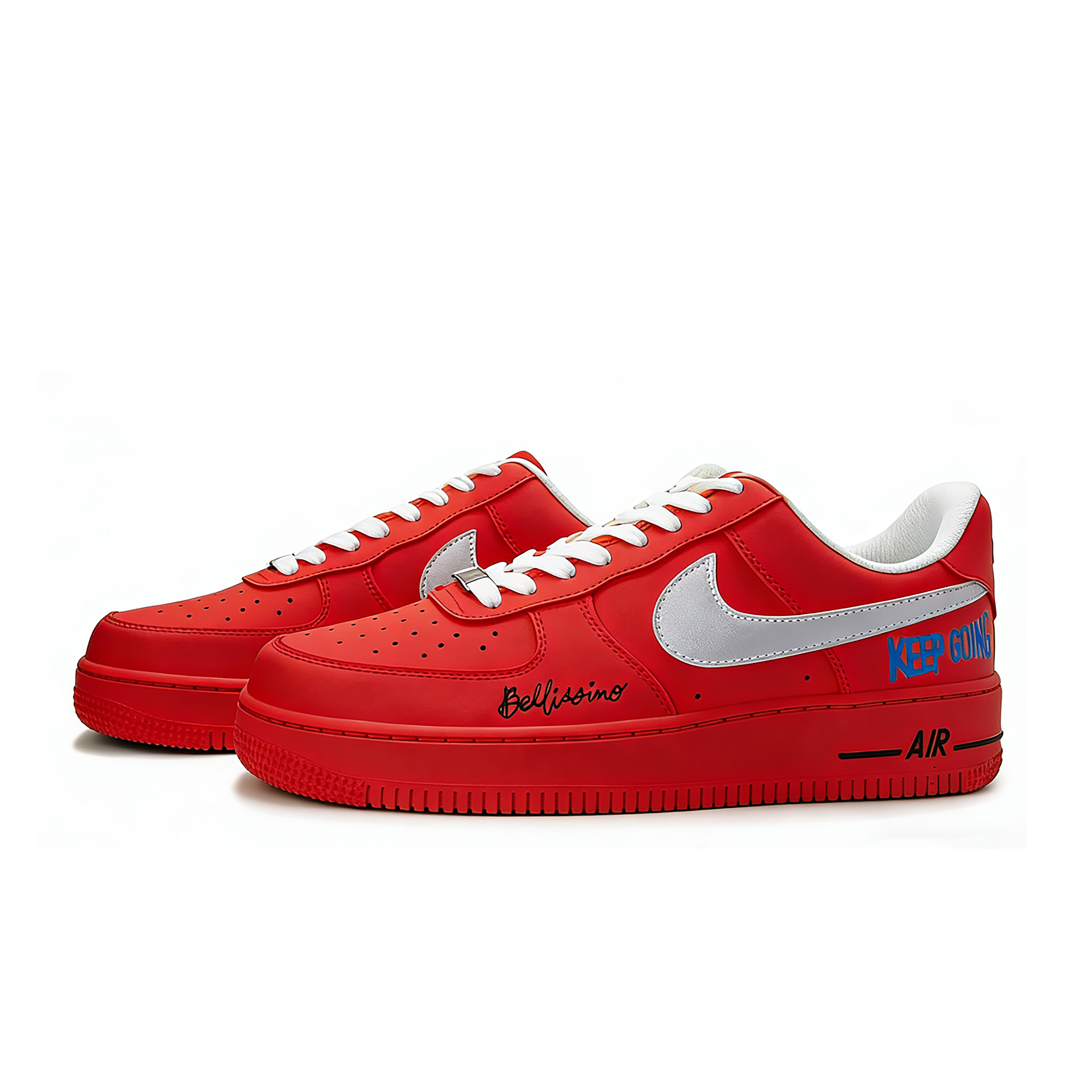 Air Force 1 Fiery Declaration, модные универсальные, индивидуализированные, классические винтажные кроссовки низкие с покрытием из коровьей кожи Nike, red — фото 4
