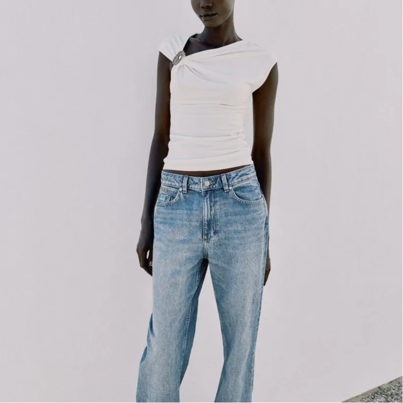 Женская футболка белая ZARA, Frosted White — фото 4