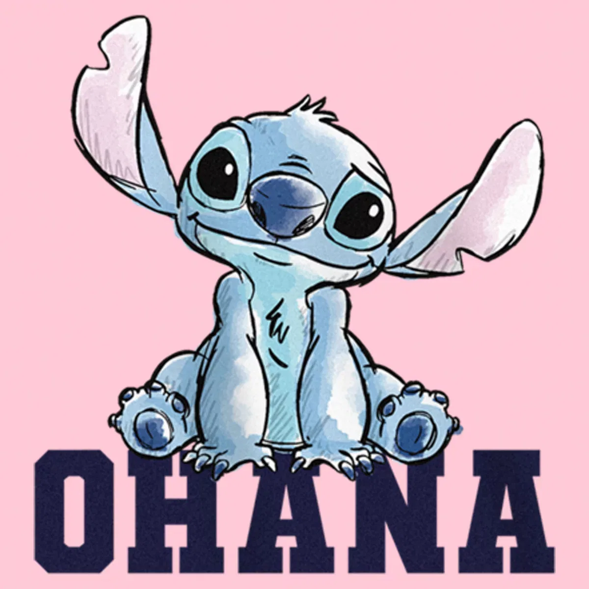 Детская футболка с принтом Lilo & Stitch Watercolor Ohana, Lilo & Stitch, Light Pink — фото 2