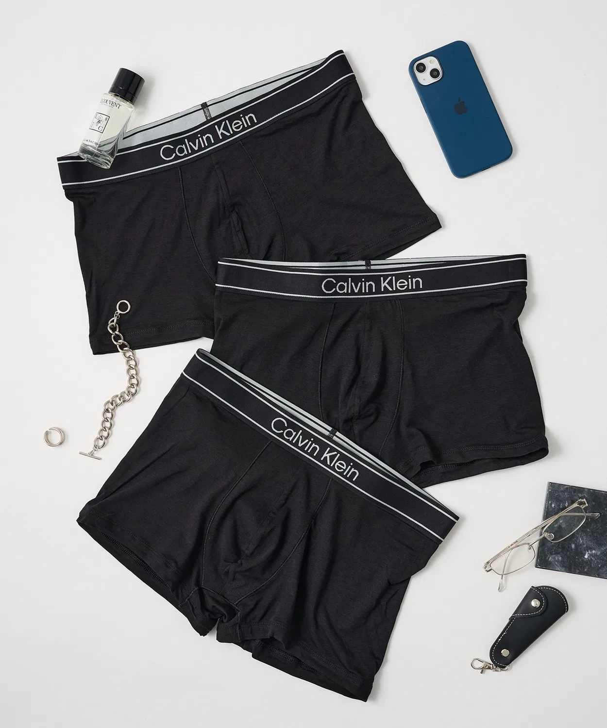 Мужские боксеры-трусы с брендовым логотипом, комплект из 3 штук Calvin Klein, Black