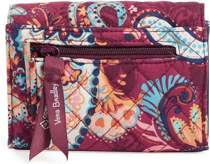 

Женский хлопковый компактный кошелек Vera Bradley Riley с RFID-защитой, красный