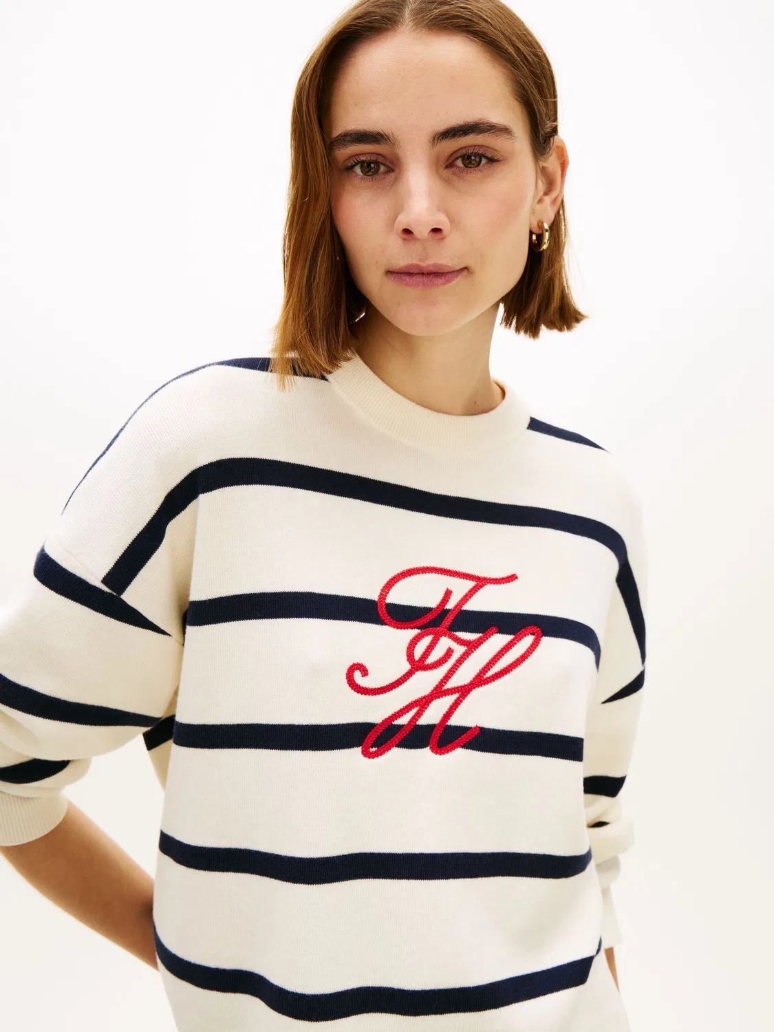 Джемпер, хлопок, Premium Knit Tommy Hilfiger, белый — фото 4