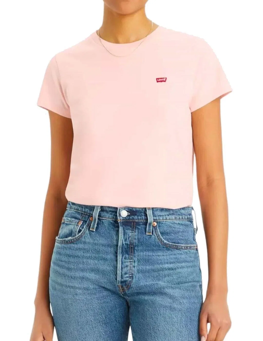 Женская хлопковая футболка с вышитым логотипом Levi's, Цвет Rosa — фото 2
