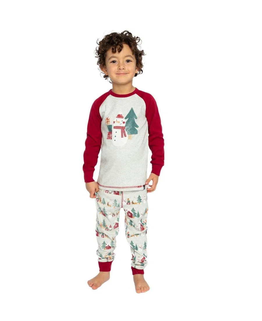 Детский комплект пижам из хлопка с рождественским принтом Holiday Family Pajamas Deux par Deux, Beige Christmas Print