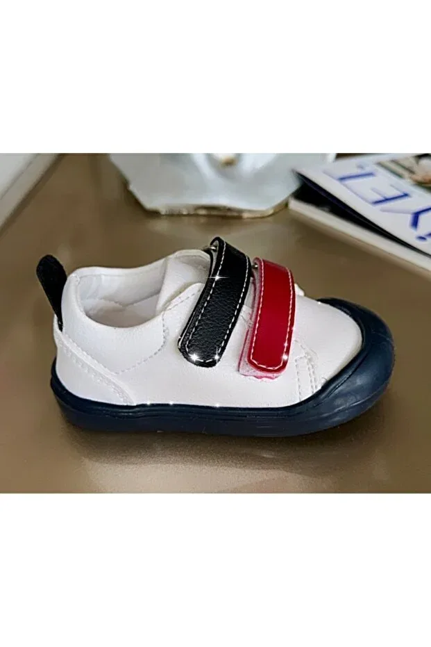 Детские туфли для мальчиков с липучкой First Step Shoes Arzen, Navy Blue White Red — фото 3