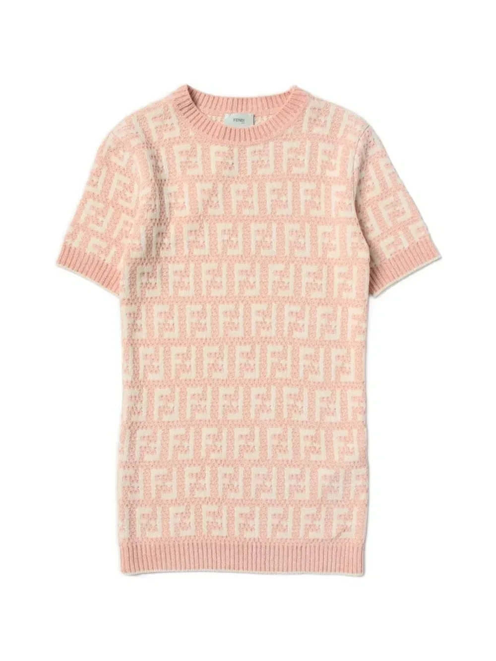 Платье-свитер с логотипом FF Fendi Kids, розовый
