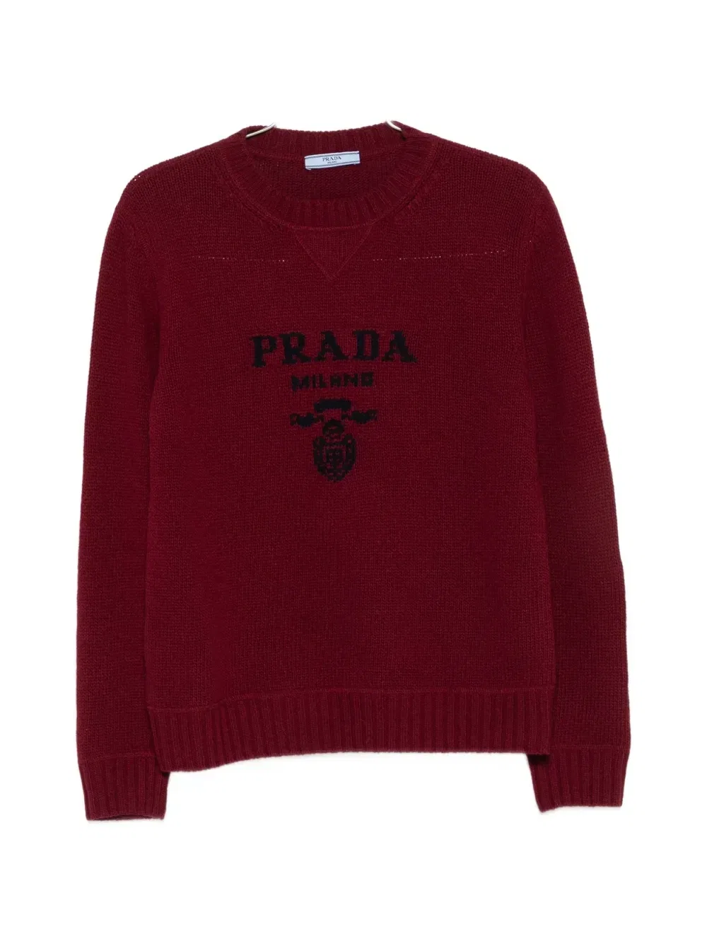 Свитер с логотипом интарсия Prada, красный