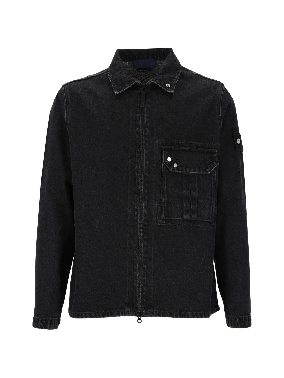 Джинсовая куртка из черного денима Stone Island, черный