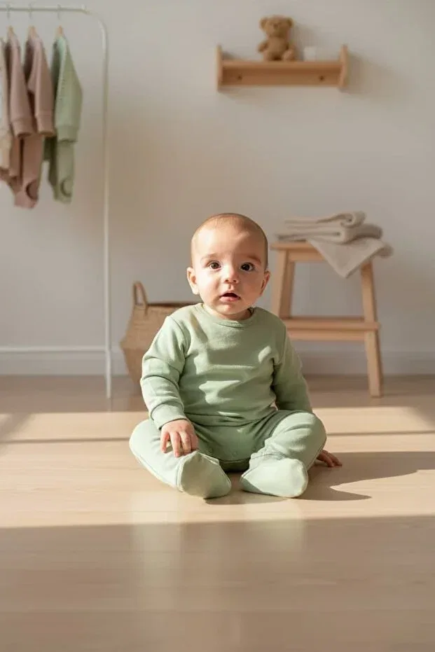 Детский комбинезон для новорожденных хлопковый набор из 2 предметов Soft harmony romper set of 2 organic cotton soft textured daily baby romper set The Nest Kids, Green — фото 2