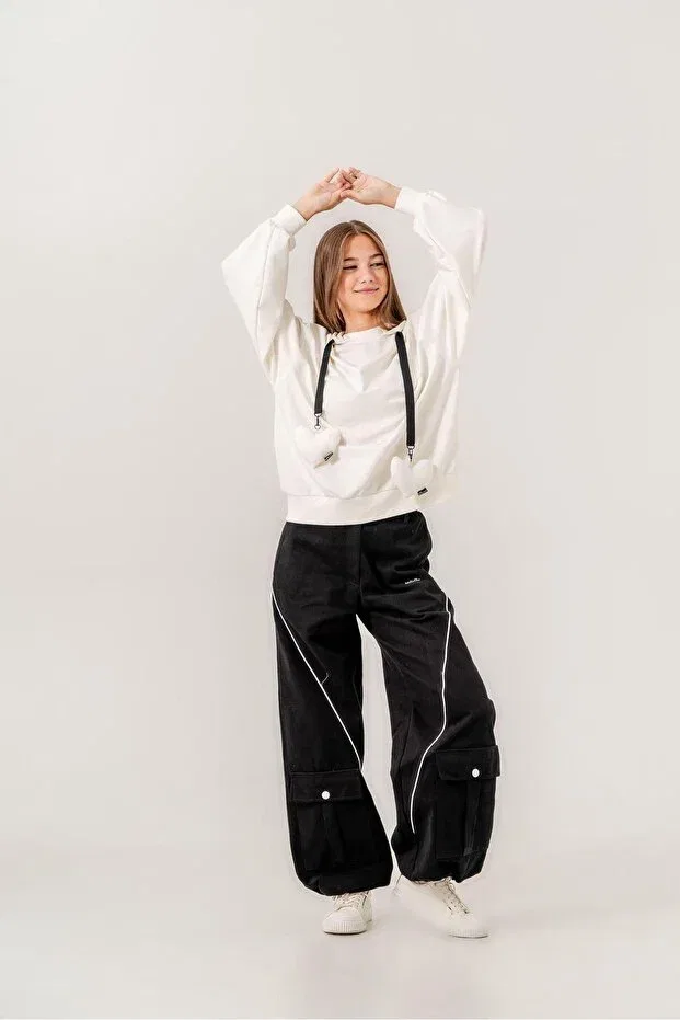 Детское худи для девочек с принтом Heart Hooded Sweat Locolo, Ecru