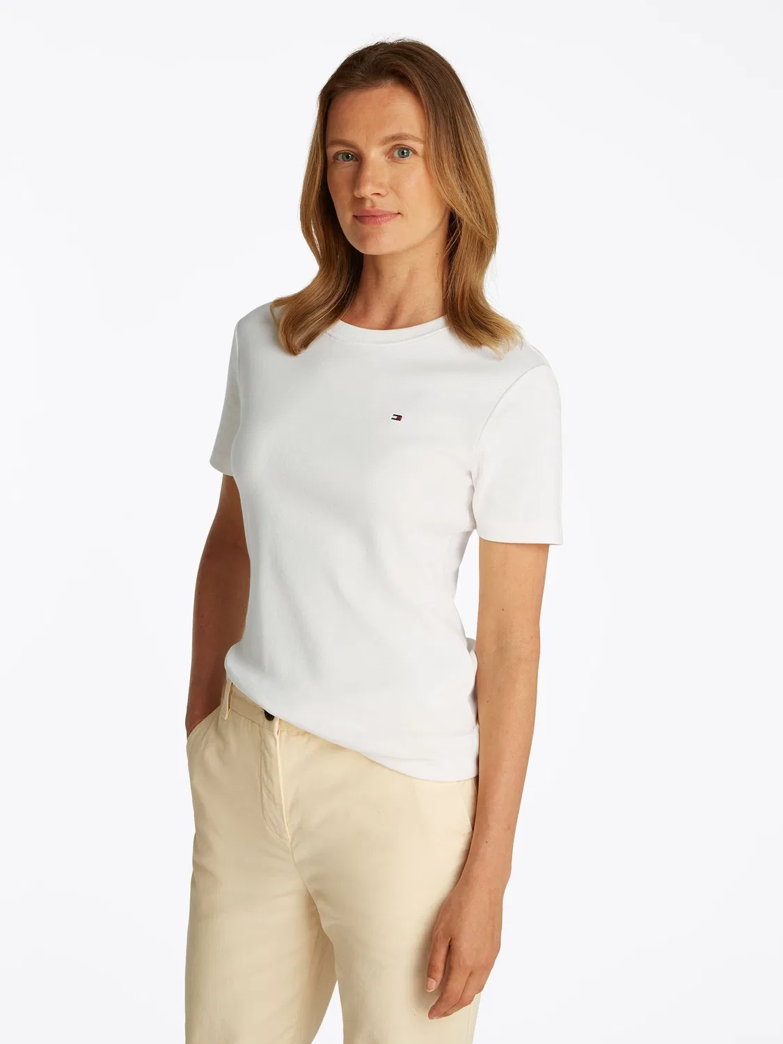 Футболка с коротким рукавом, слим-фит Tommy Hilfiger, кремовый