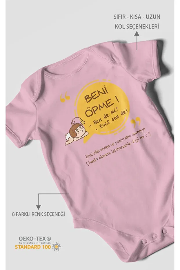 Детское боди с принтом Don'T Kiss Me, Do I? Yes, Sende Morivokids, Dark Pink