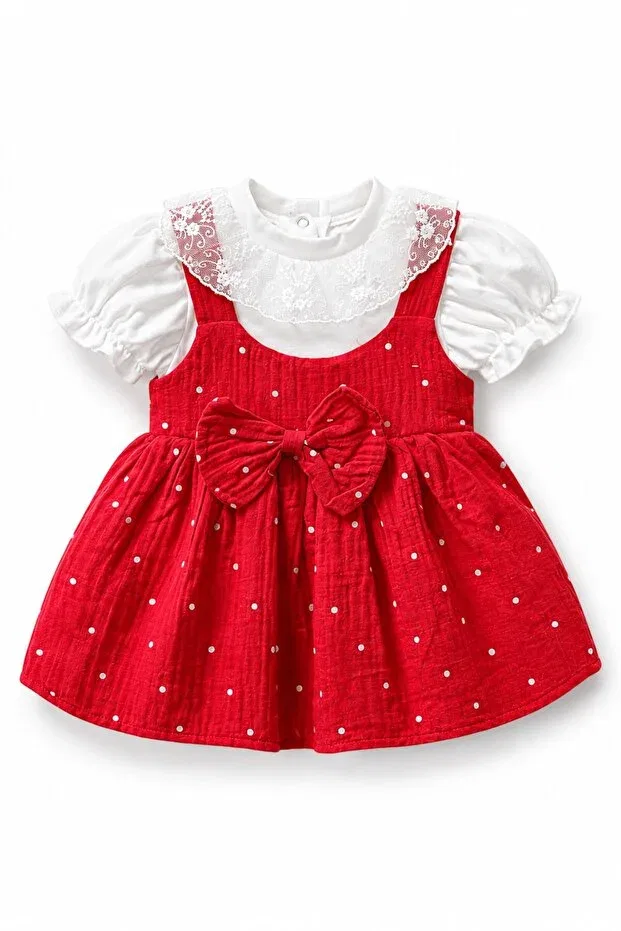 Детское платье для девочек с коротким рукавом Tufitto Baby, Red — фото 3