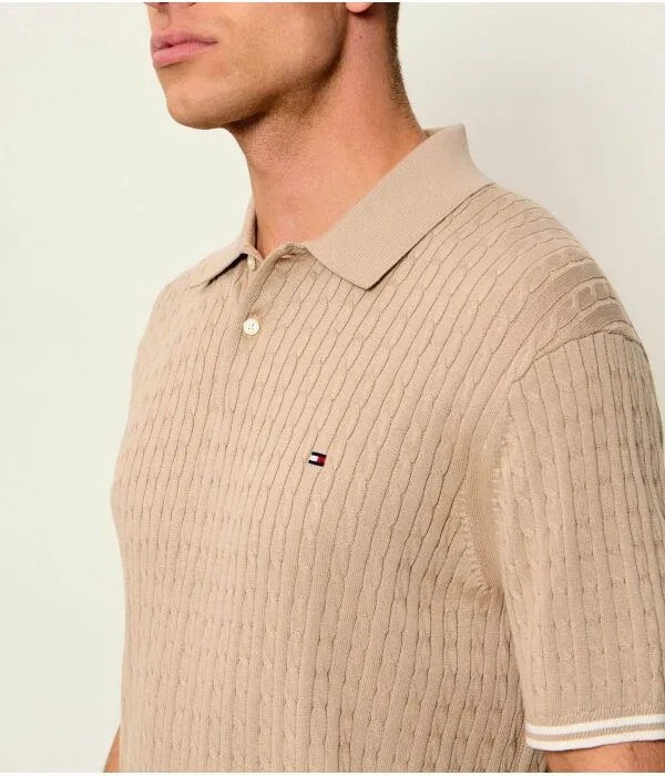 Мужское поло с коротким рукавом Tommy Hilfiger, бежевый — фото 4