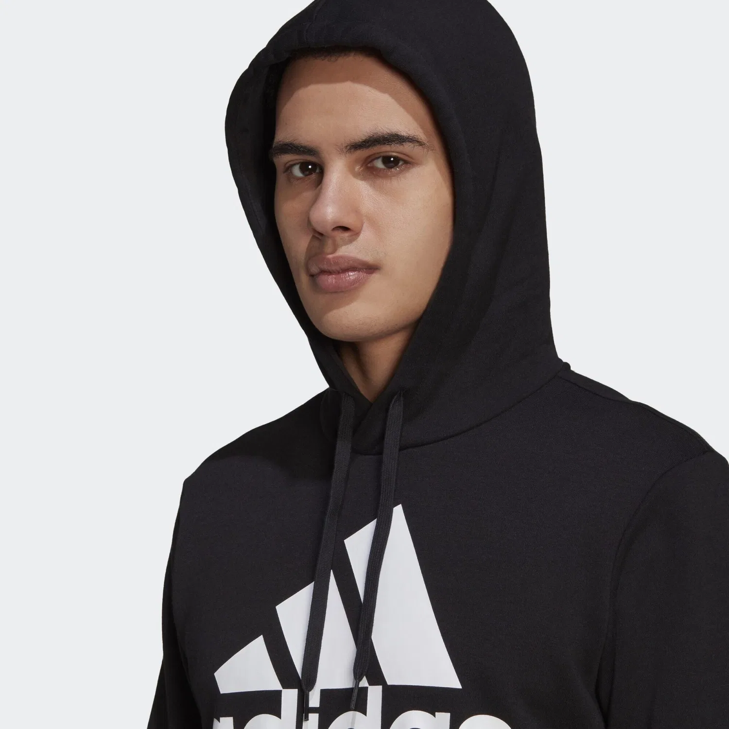 Мужское худи с принтом Essentials Fleece Big Logo Adidas, Schwarz Weiss — фото 4