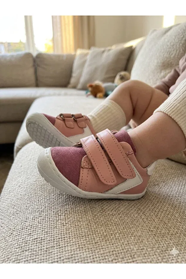 Детские кожаные ортопедические ботинки для первых шагов Care Nuh Kids, Pink
