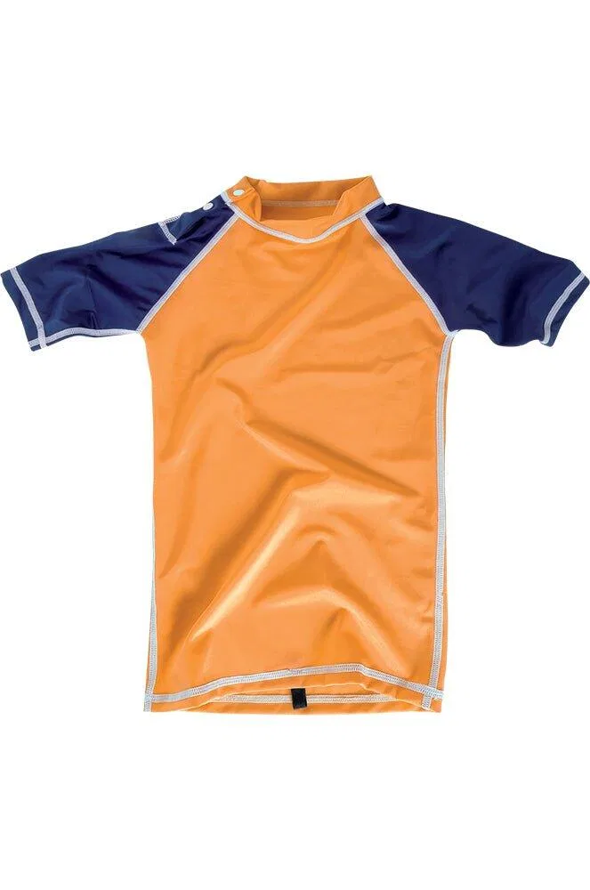 Детская футболка с защитой от солнца Bicolor - Stretch UV-Shirt Kurzarm UPF 50 Baby-Surf Mdns, Orange / Mitternachtsindigo