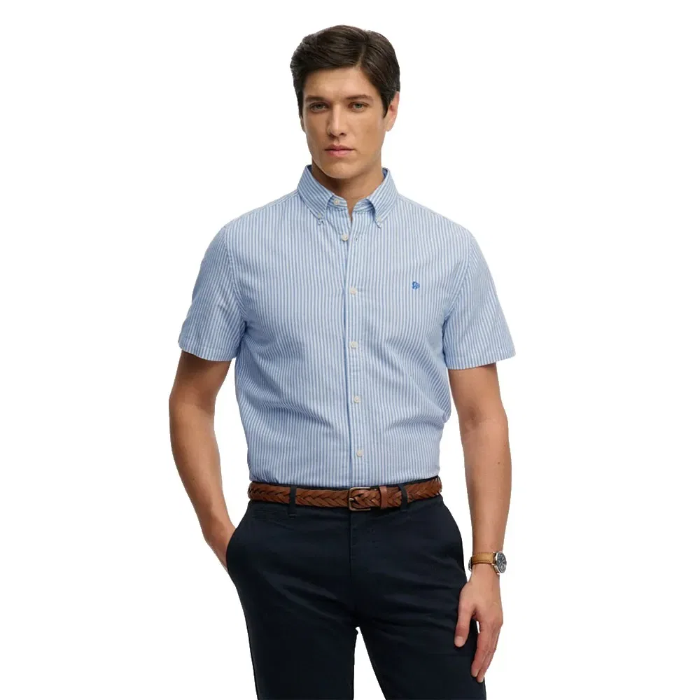 Рубашка с коротким рукавом Preppy Oxford Superdry, синий