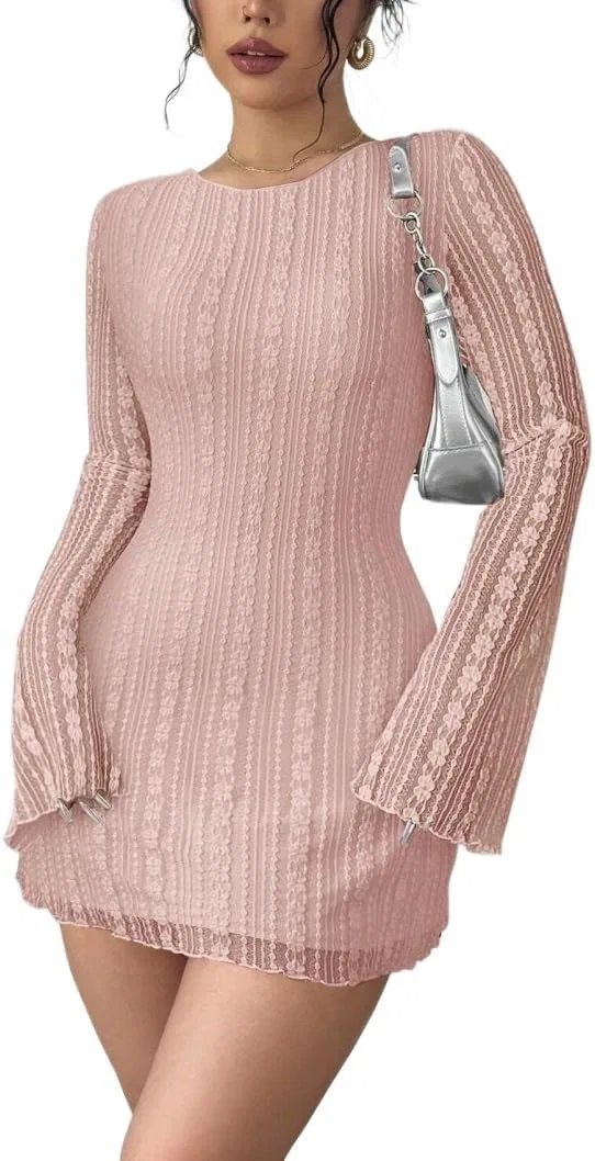 Женское A-силуэта платье с открытой спиной Casual, Dusty Pink