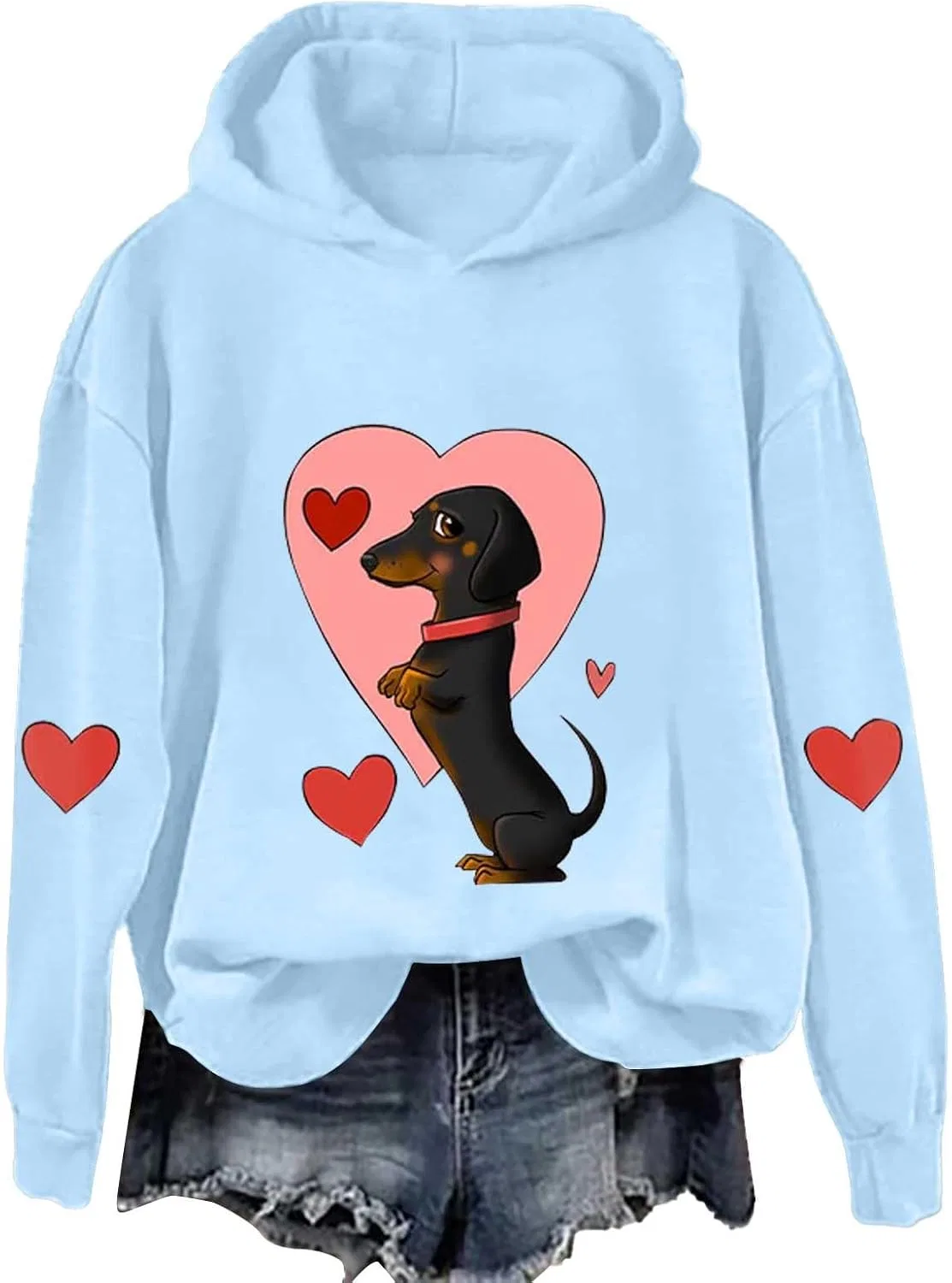 Женский свитшот с принтом Dachshund, голубой