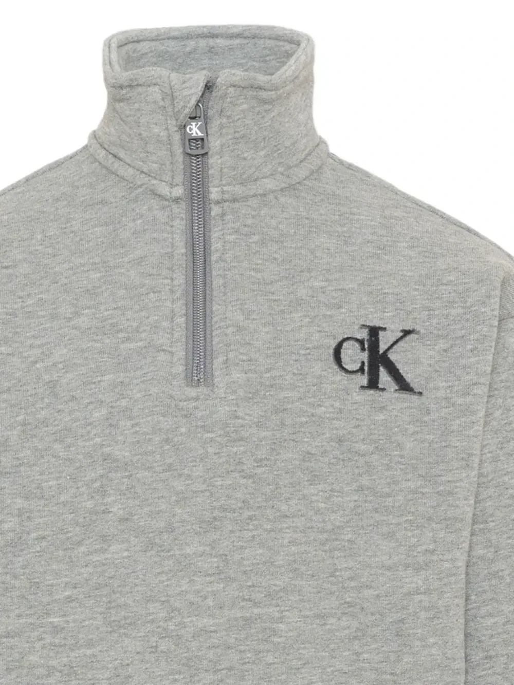 Толстовка с вышитым логотипом и короткой молнией Calvin Klein Kids, серый — фото 3