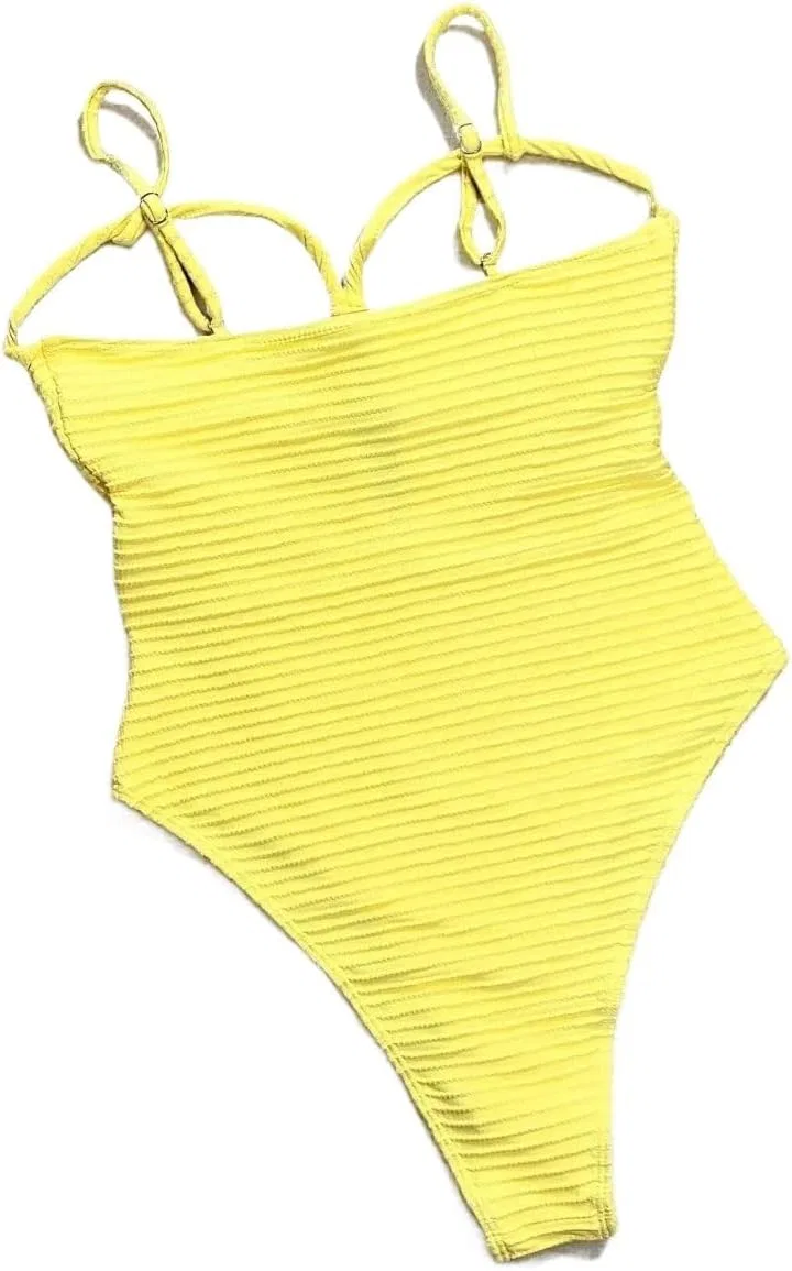 Женский цельный купальник с вырезами и пуш-ап High Stretch, Yellow — фото 4