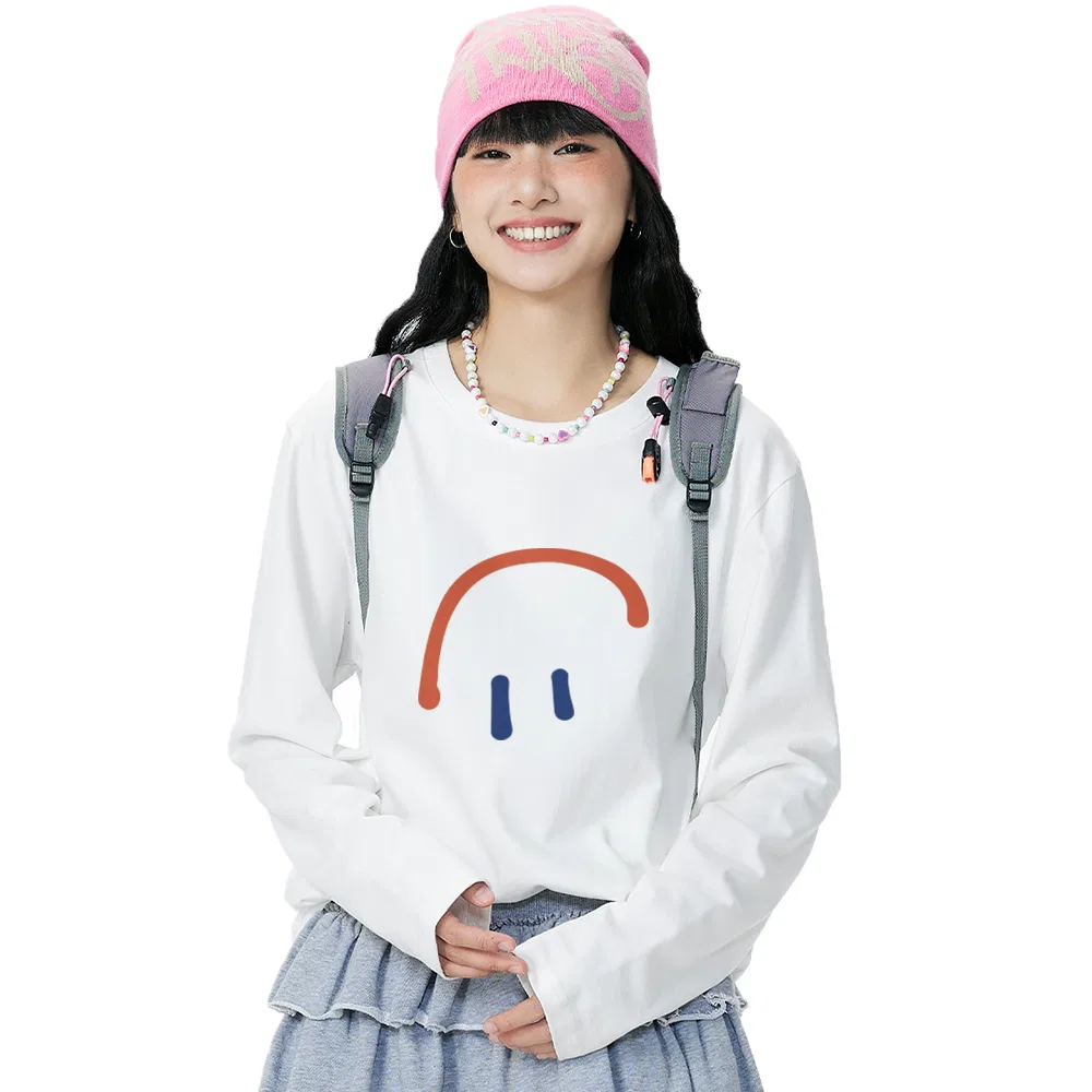 Футболка детская с круглым вырезом Ma Diantai Smile + Ma Diantai Chest Logo MINISO, Белый + Белый — фото 3