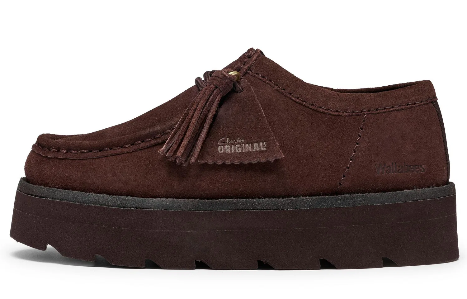 Детские кеды из спилка с платформой Meare Walla, Clarks, Chocolate