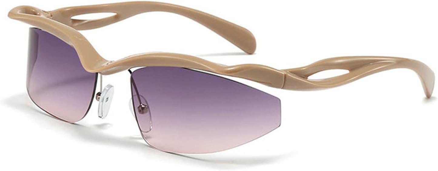 

Солнцезащитные очки Willochra Punk для женщин, модель 2024, роскошные солнцезащитные очки с обтекаемой формой, спортивные, полуободковые, с защитой от УФ-излучения UV400, C4