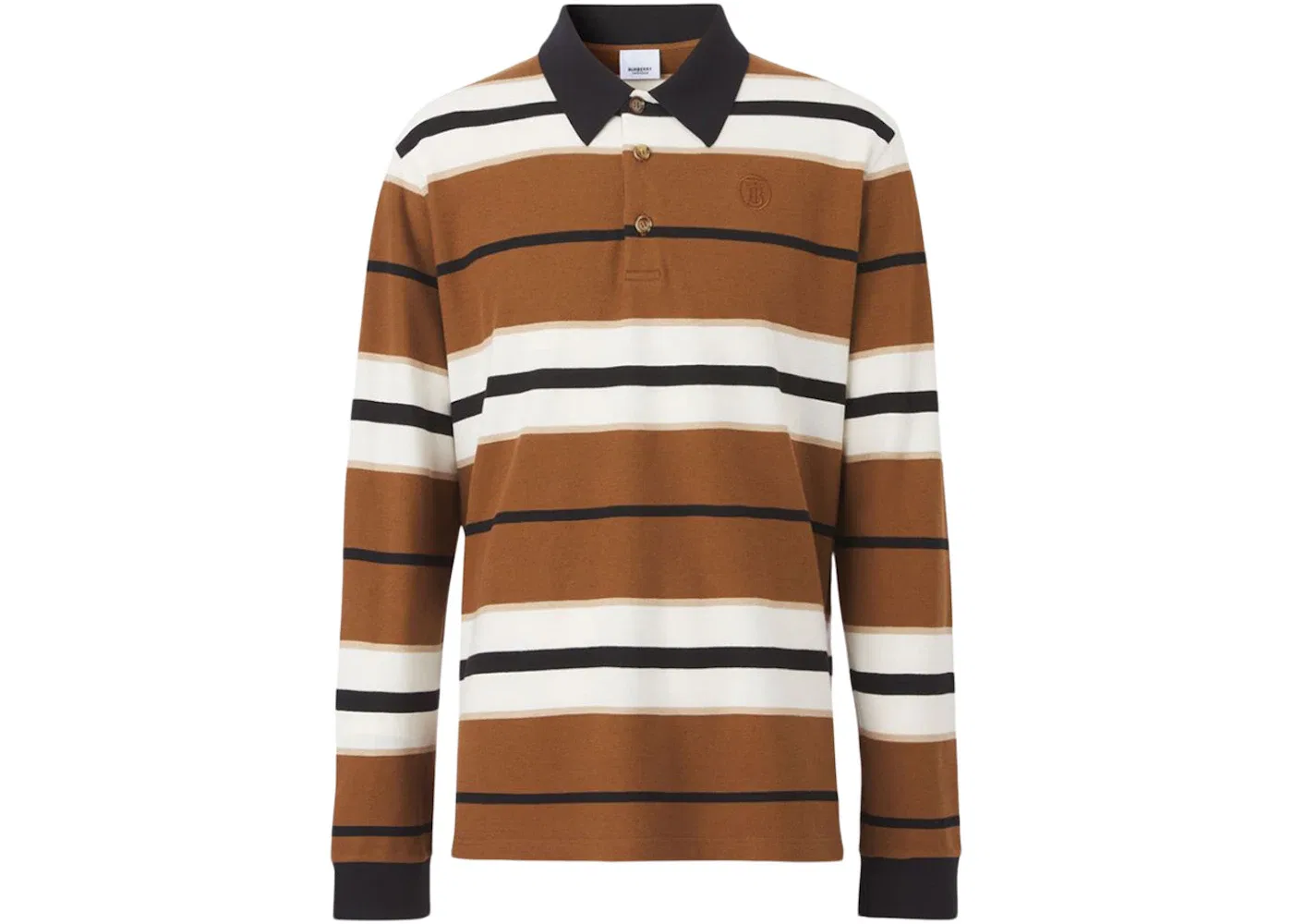 Мужская рубашка-поло с длинным рукавом с монограммой Burberry, Brown White Black
