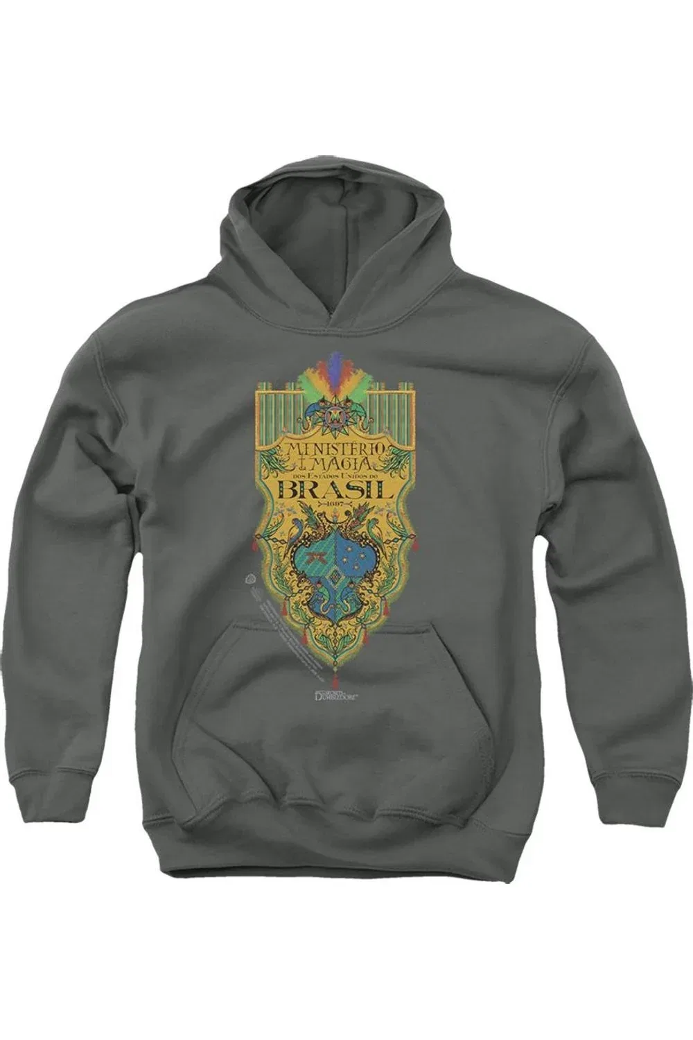 Детское худи с капюшоном Fantastic Beasts The Secrets Of Dumbledore Brazil Ministry Flag Gildan, Charcoal