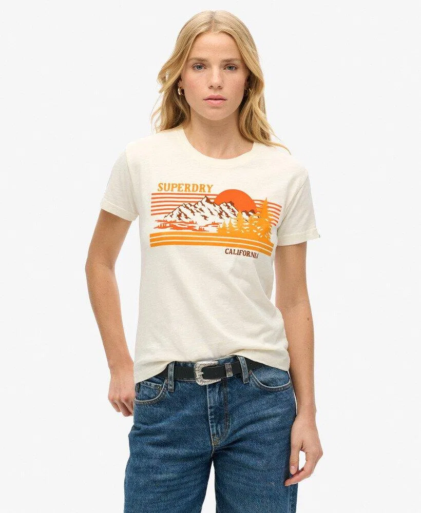 Женская облегающая полосатая футболка Superdry, Weiß