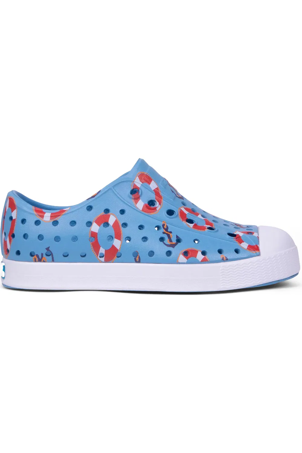 Детские кроссовки водонепроницаемые Jefferson Slip-On Native Shoes, Blue/White/Anchors — фото 3