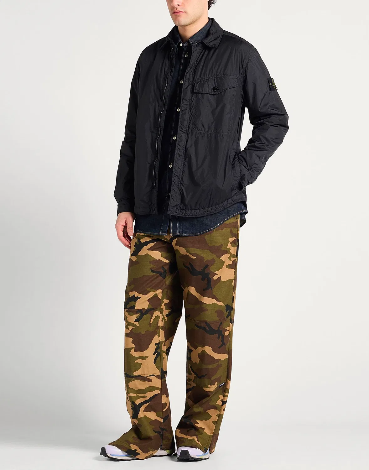 Мужская куртка-overshirt с принтом Stone Island, черный — фото 2