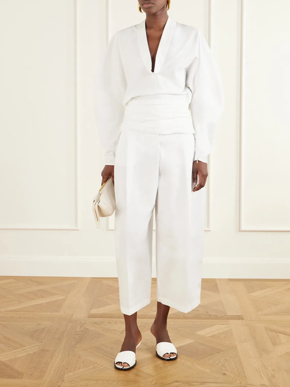 Зауженные хлопковые брюки Miami Jacquemus, белый — фото 2