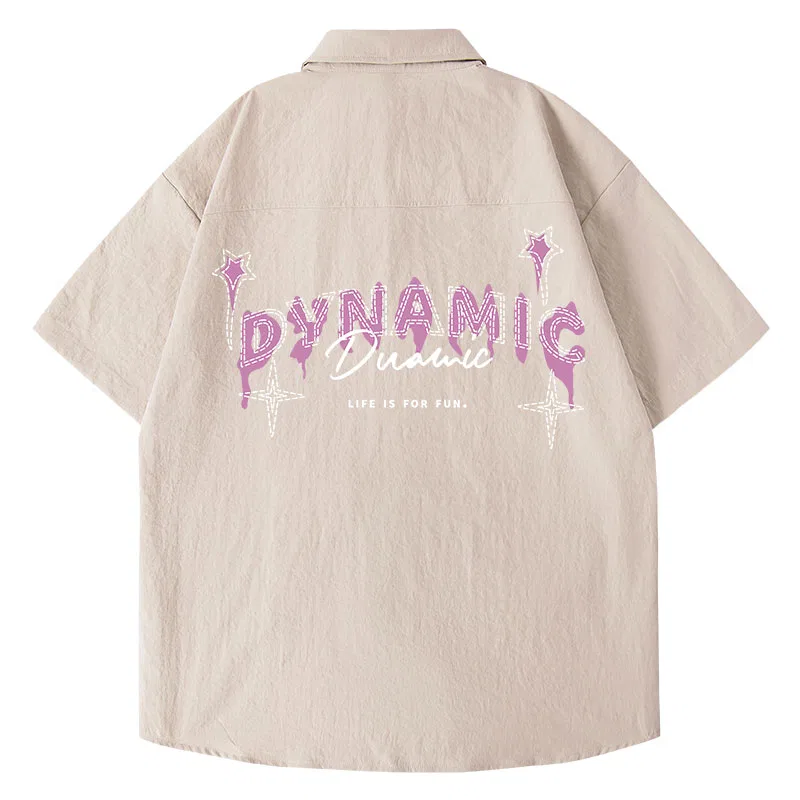 Рубашка детская с принтом MINISO, Ice Silk Cooling Light Beige Mz Star Pink Font Back Logo