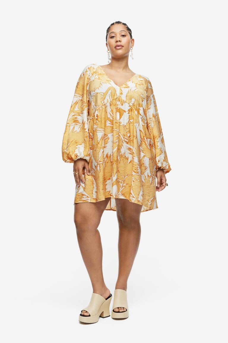 

Платье А-силуэта H&M, кремовый/бежевый с рисунком
