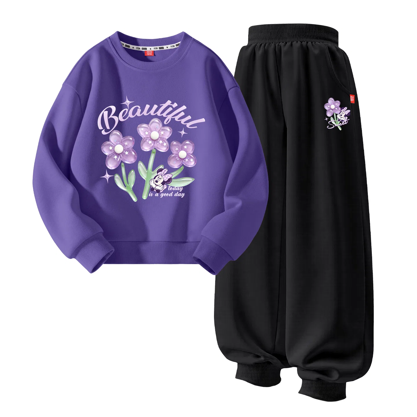 Детский спортивный костюм с круглым вырезом Disney, Dior K Pulse Purple+Dior K Black — фото 4
