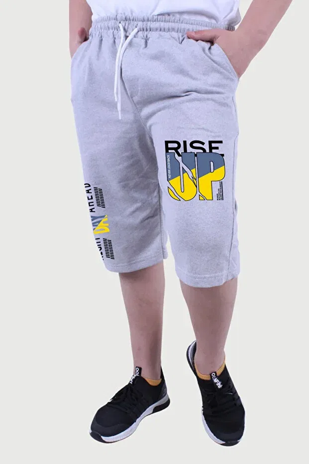 Детские шорты для мальчиков с принтом Rise Up Printed Fyk Kids, Gri — фото 2
