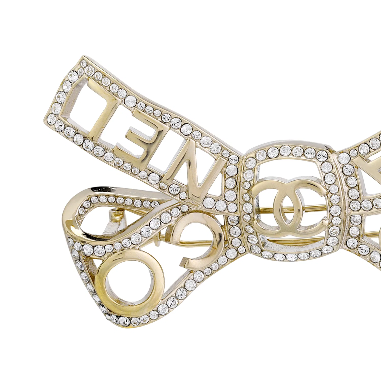 Заколка для волос с кристаллами, CHANEL, Gold — фото 4