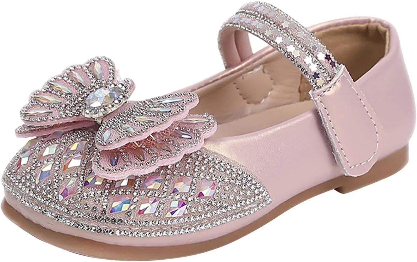 Детские туфли Мэри Джейн с пайетками для девочек с бантом, Pink