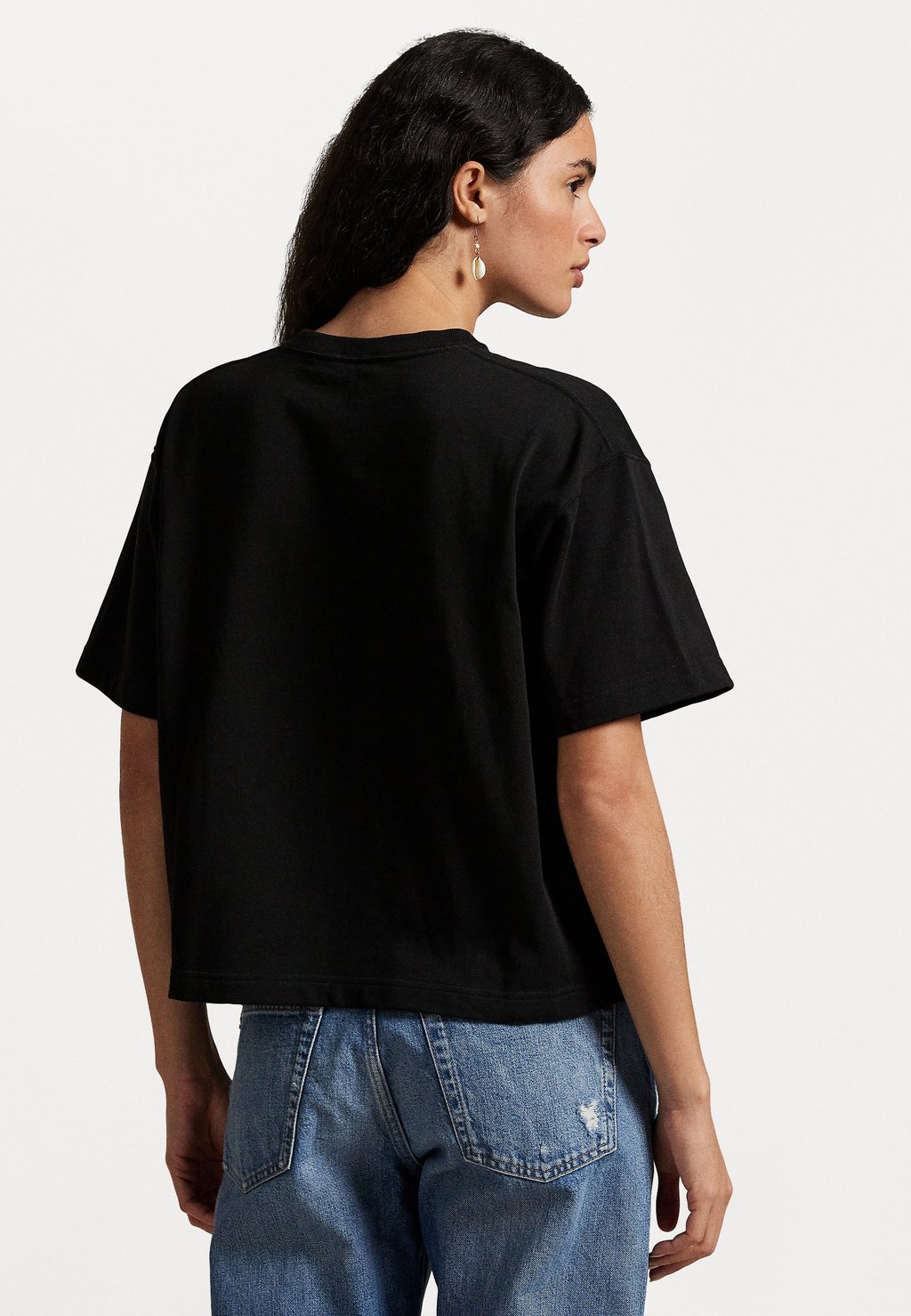 Базовая футболка RELAXED CROP FIT COTTON JERSEY TEE Polo Ralph Lauren, черный — фото 3